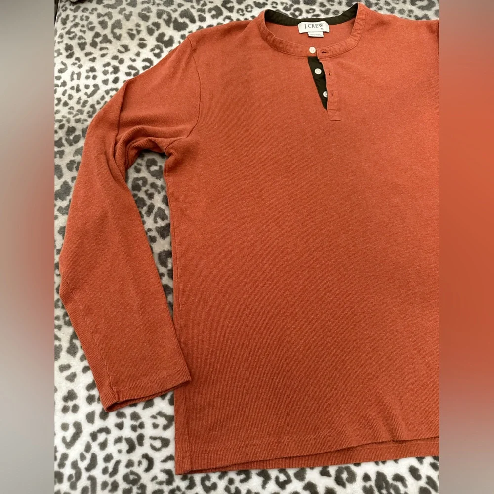 Y2K J. Crew Thermal Henley in Dark Cinnamon Size XL Men’s